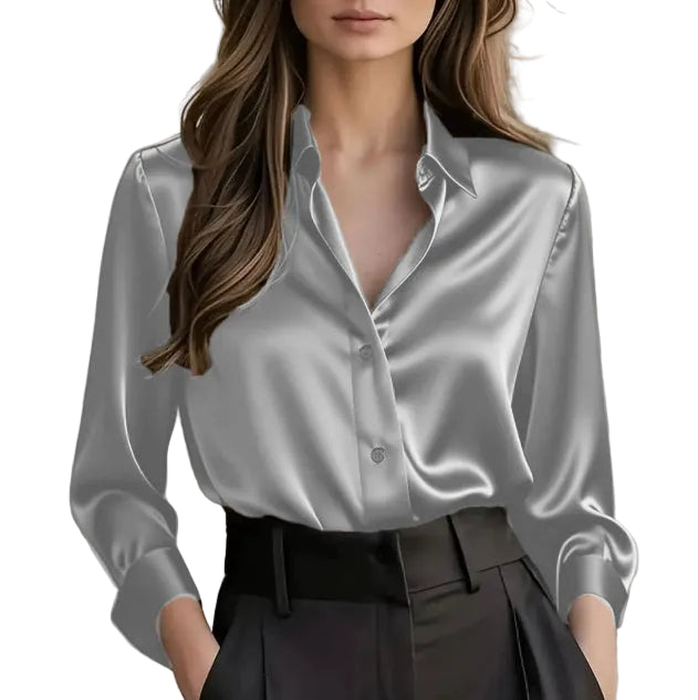 Elegant Long Sleeve Polyester Blouse - Multiple Colors Available - cas7m