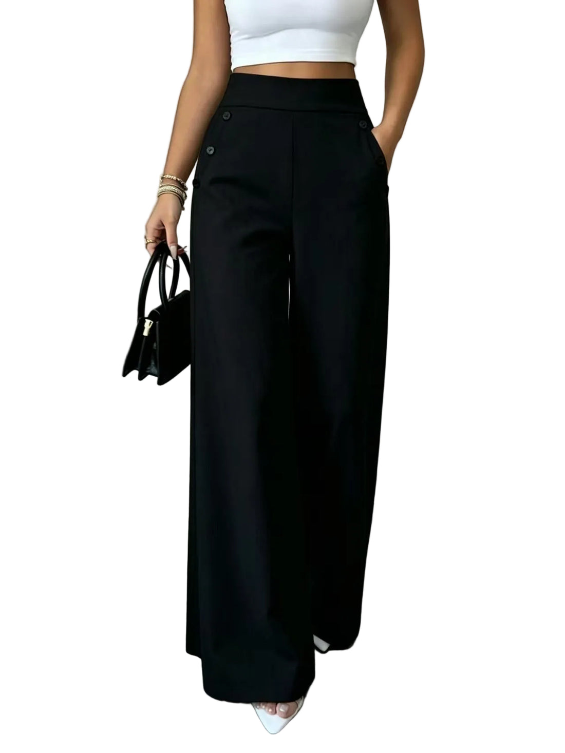 Summer New Arrival High Waisted Double Breasted Loose Fit Trousers - cas7m