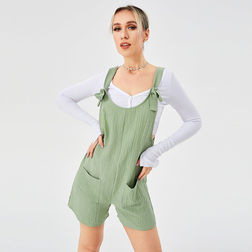 Casual Fashion Suspender Shorts Jumpsuit Strap Pants - cas7m