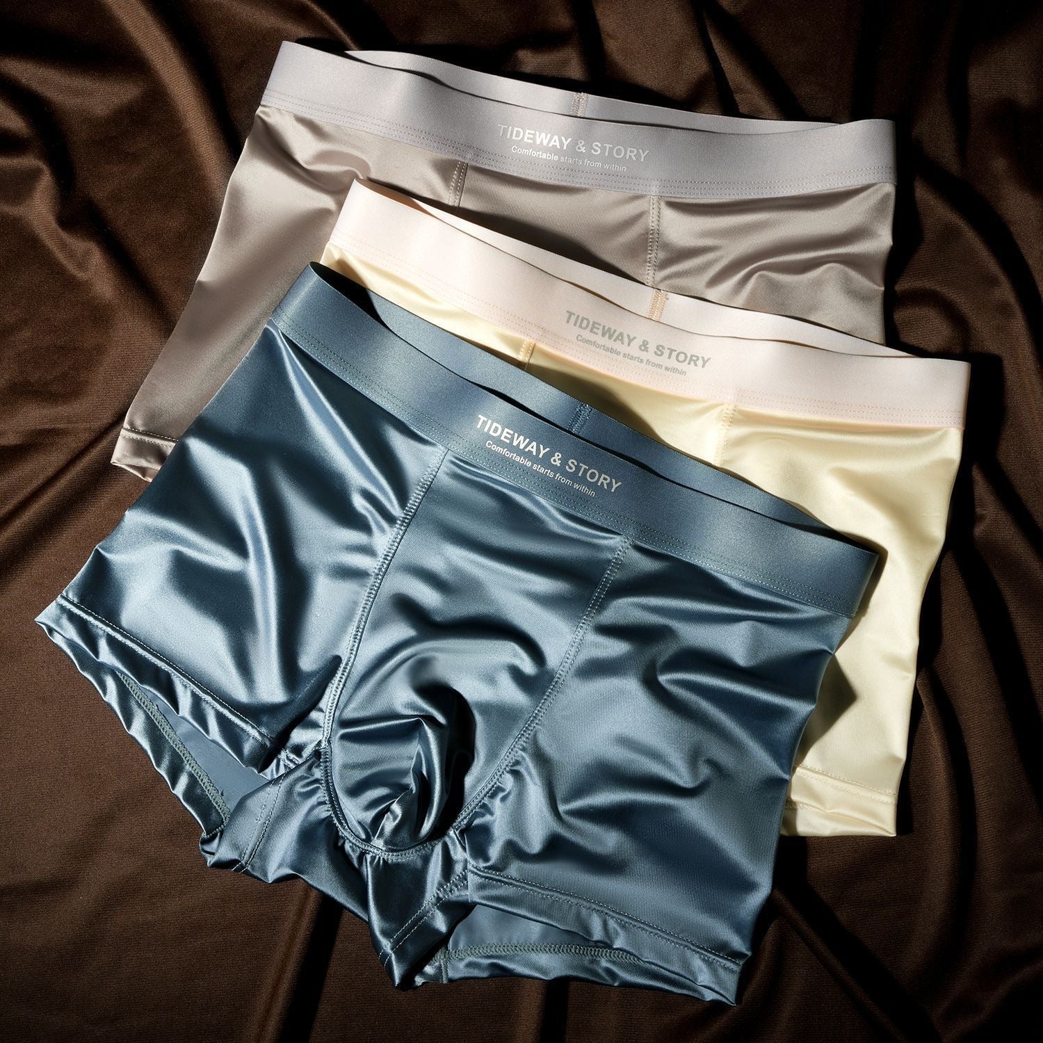 Ice Silk Mens Underwear Light Luxury Satin Boxers - cas7m