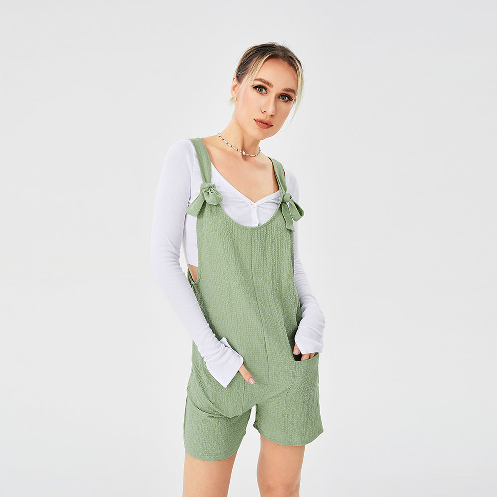 Casual Fashion Suspender Shorts Jumpsuit Strap Pants - cas7m