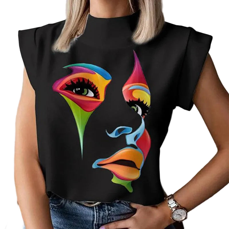 Women's Printed Sleeveless Casual Top - cas7m