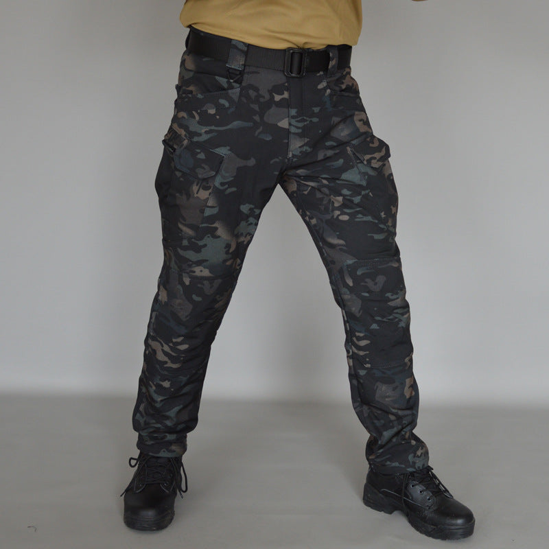 Autumn And Winter Outdoor Fleece-lined Tactical Pants Men - cas7m