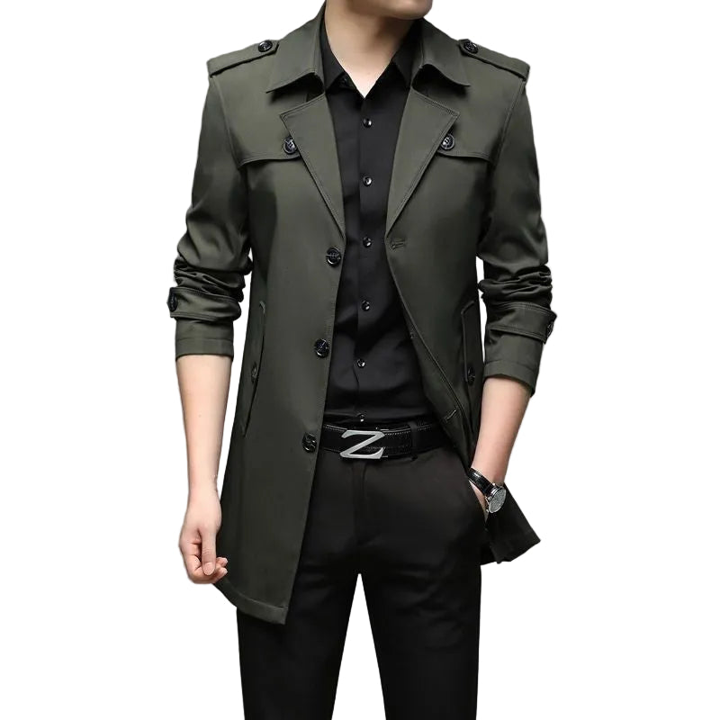 Windbreaker Mid-length Casual Jacket Slim Business Men's Suit Jacket - cas7m