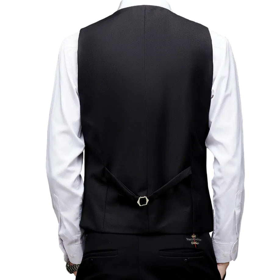 Black Slim-fitting Work Clothes Men's Suit Vest Business Wear - cas7m