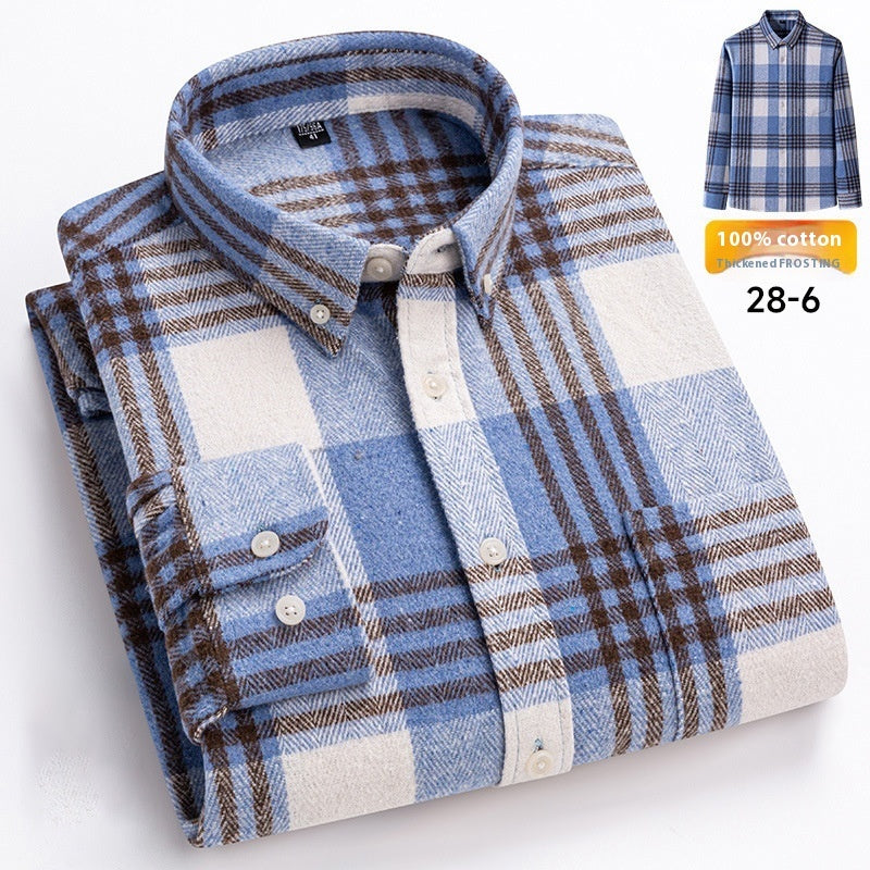 Retro Plaid Long Sleeve Casual Men's Clothing Shirt - cas7m