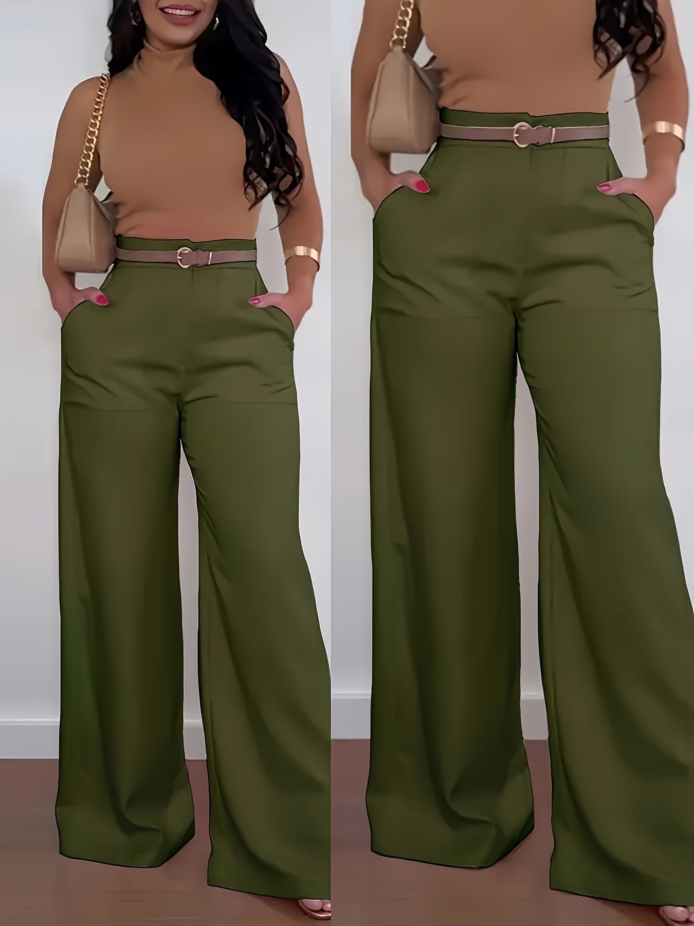 Solid Color BASIC Versatile Casual Flared Pants - cas7m