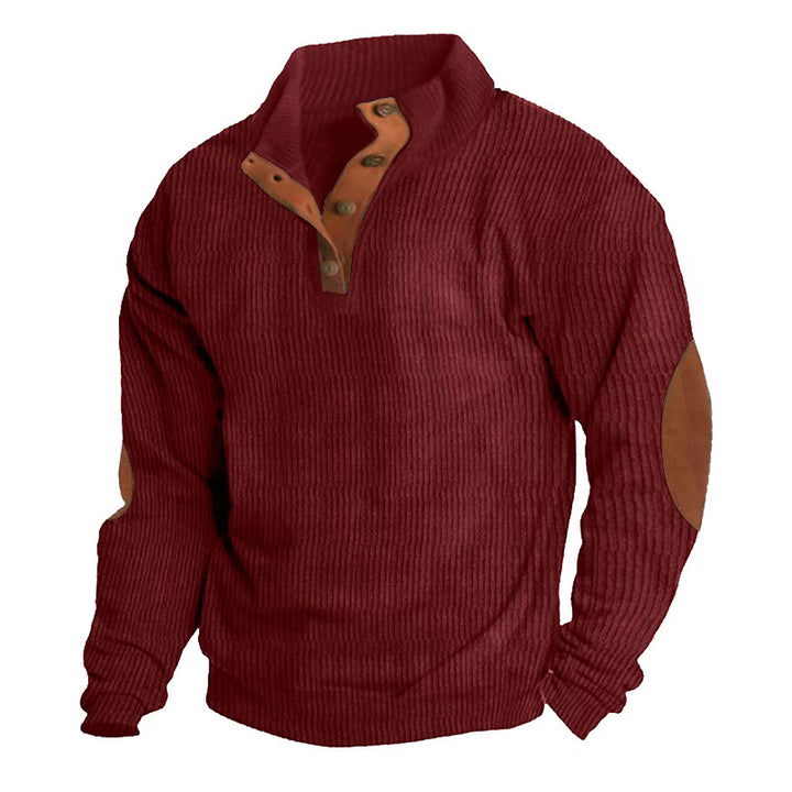 Corduroy Casual Stand Collar Long-sleeved Sweater - cas7m