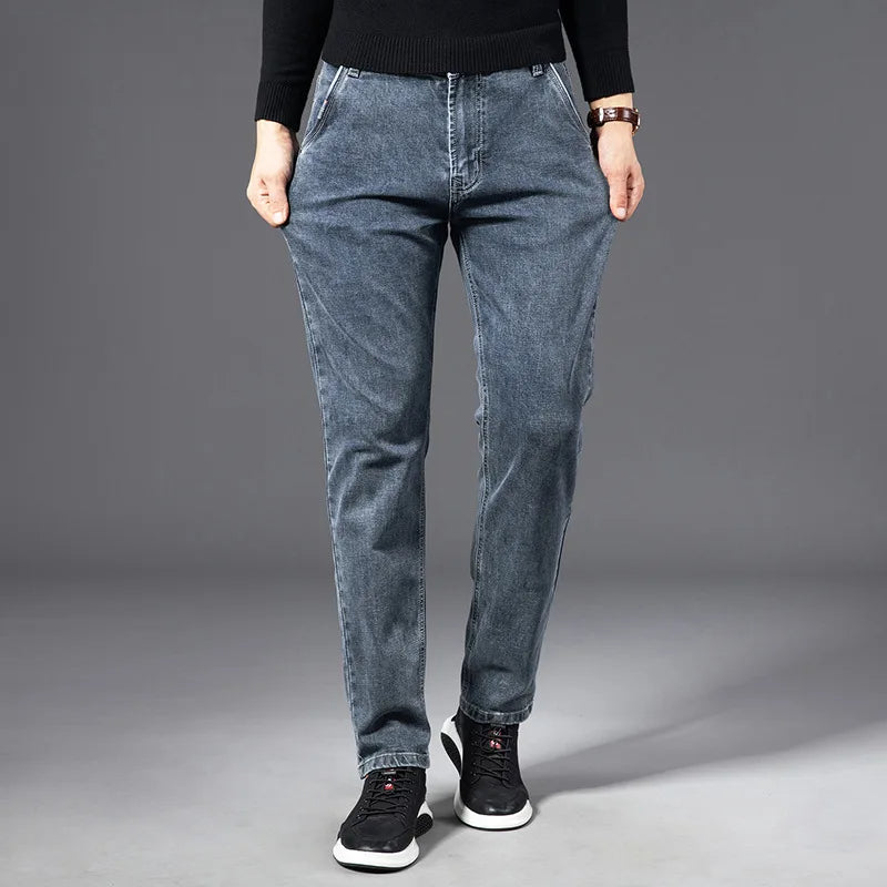 Men's Loose Straight Smoky Gray Jeans - cas7m