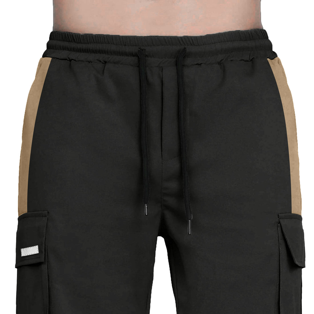 Men's Fashion Casual Drawstring Drawstring Pocket Color Blocking Pants - cas7m