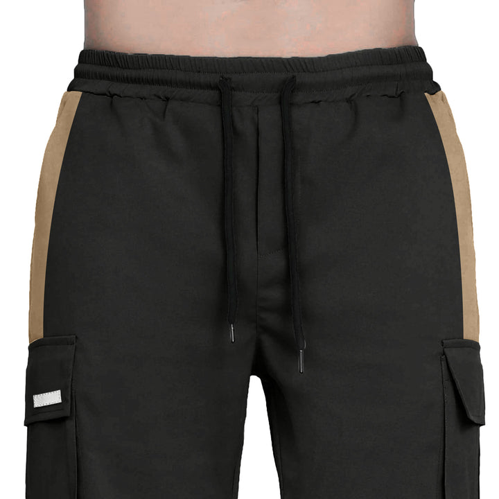 Men's Fashion Casual Drawstring Drawstring Pocket Color Blocking Pants - cas7m