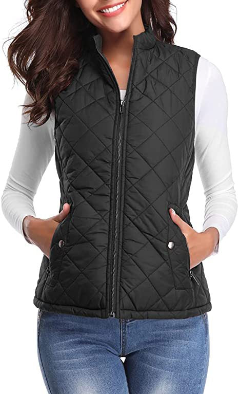 Women's Cotton Vest Stand Collar Zipper Pocket Warm - cas7m
