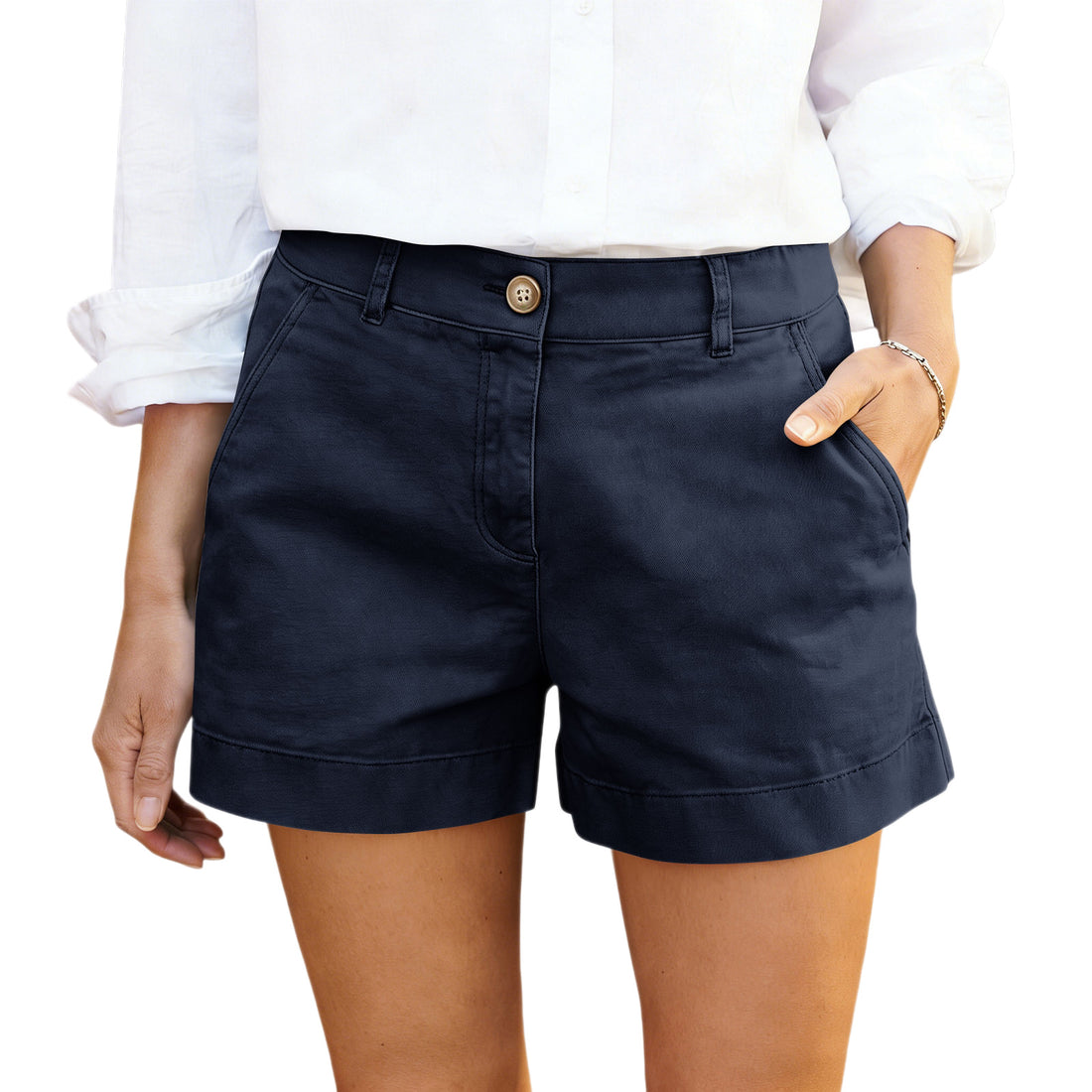 Women's High-Waisted Casual Bermuda Shorts - cas7m