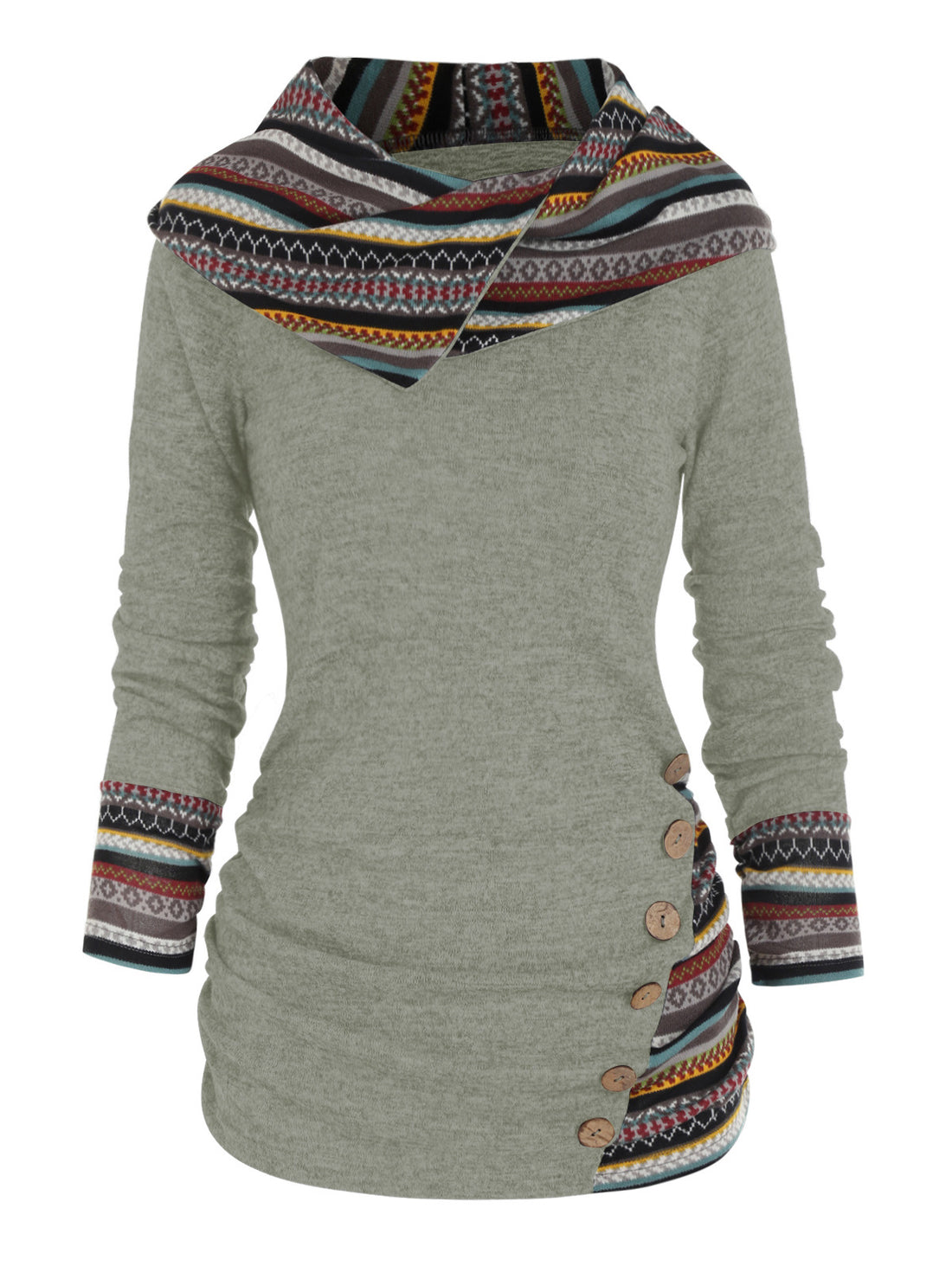 Knitted Long Sleeve Button Top Women - cas7m