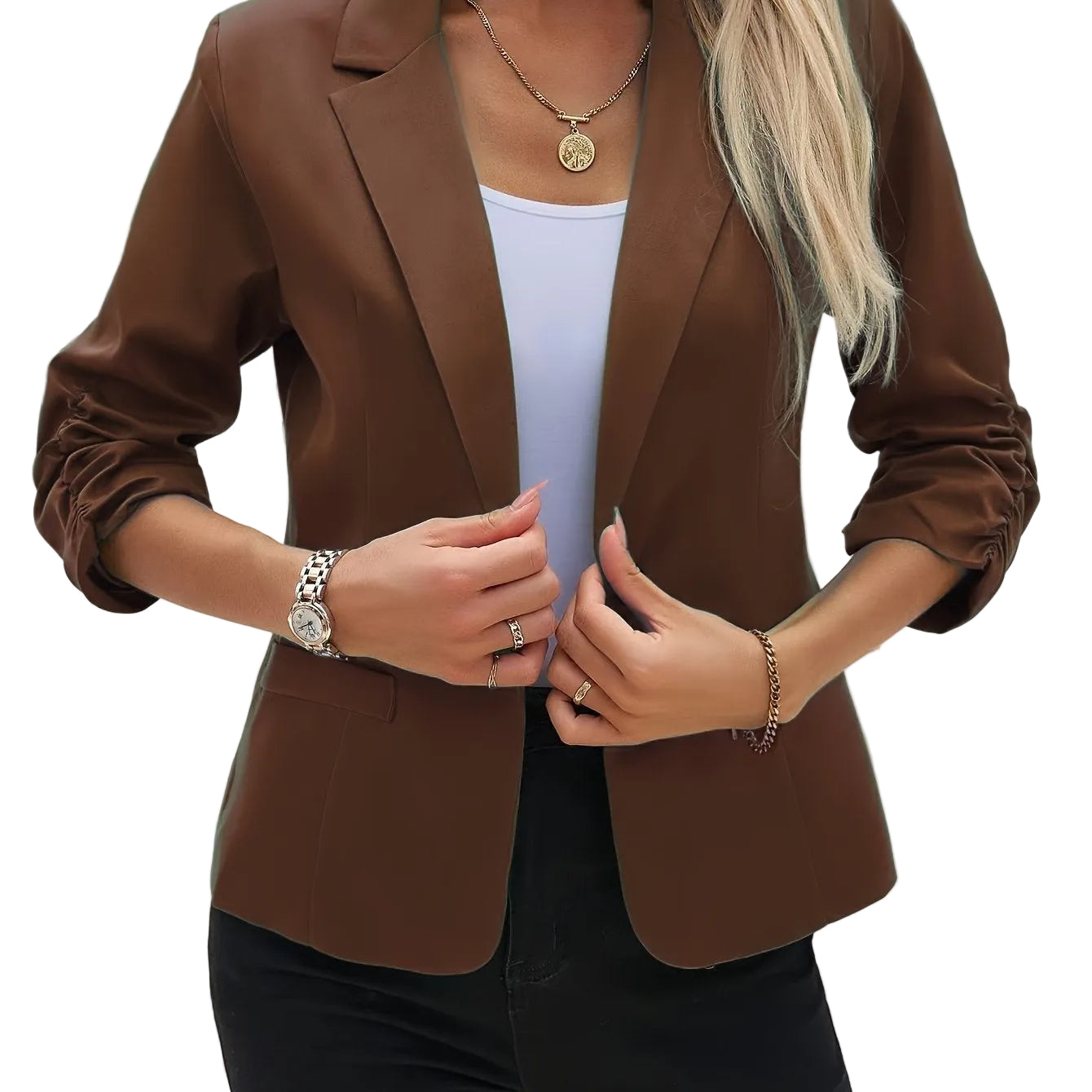 Women's Business Suit Jacket 34 Sleeve Business Casual Jacket - cas7m