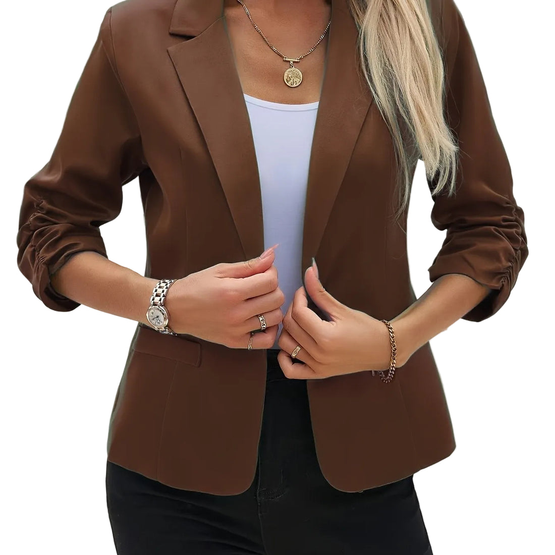 Women's Business Suit Jacket 34 Sleeve Business Casual Jacket - cas7m