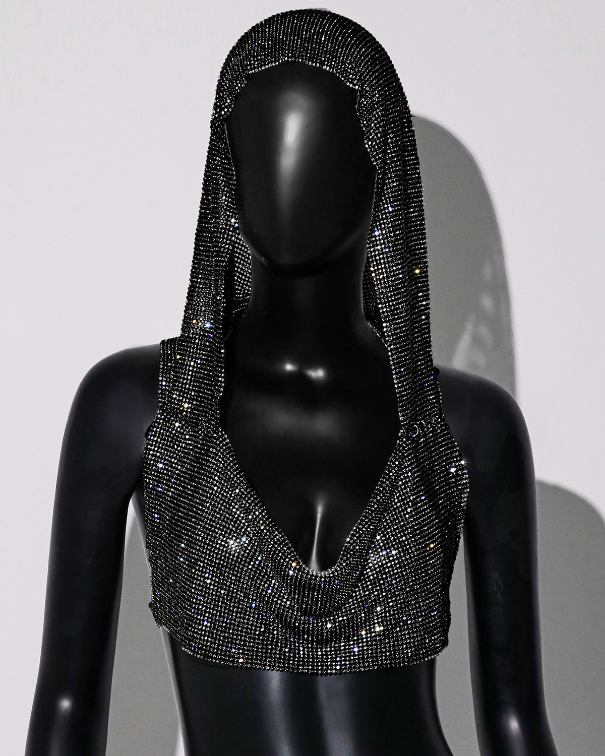 Sexy Outerwear Metal Sequins Hooded Vest - cas7m