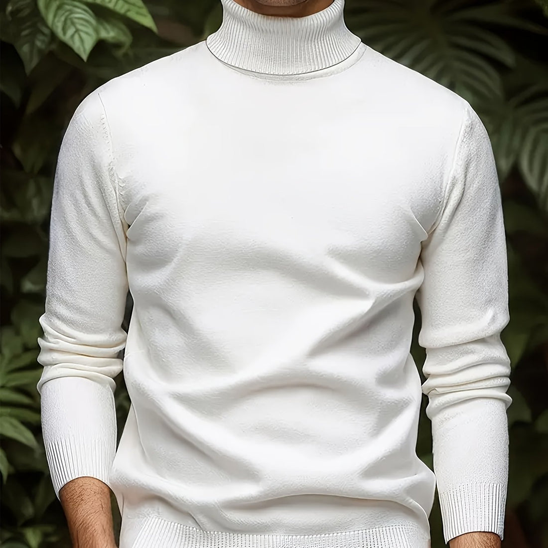 Men's Solid Color Versatile Soft Viscose Turtleneck Sweater - cas7m