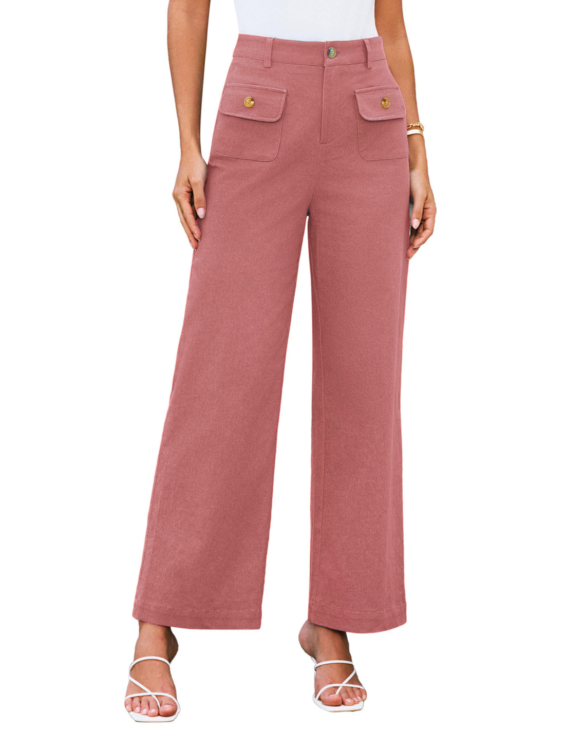 Women's High Waist Wide Leg Pants Stretch Casual Pants - cas7m