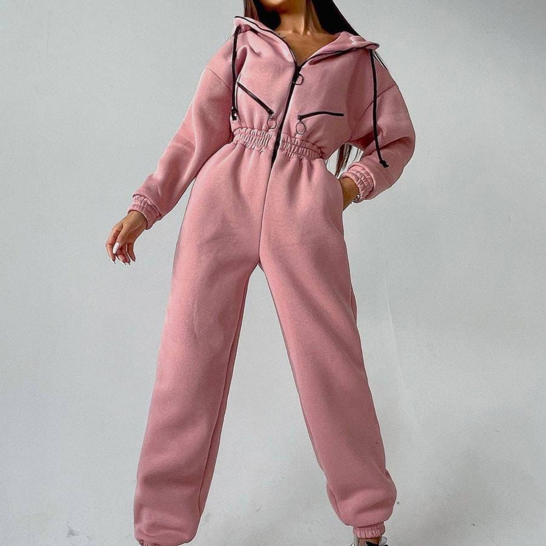 Cross-border Hot Sale Amazon Ebay Hot Sale Popular Sports Casual Women's Hooded Jumpsuit One-piece Suit - cas7m
