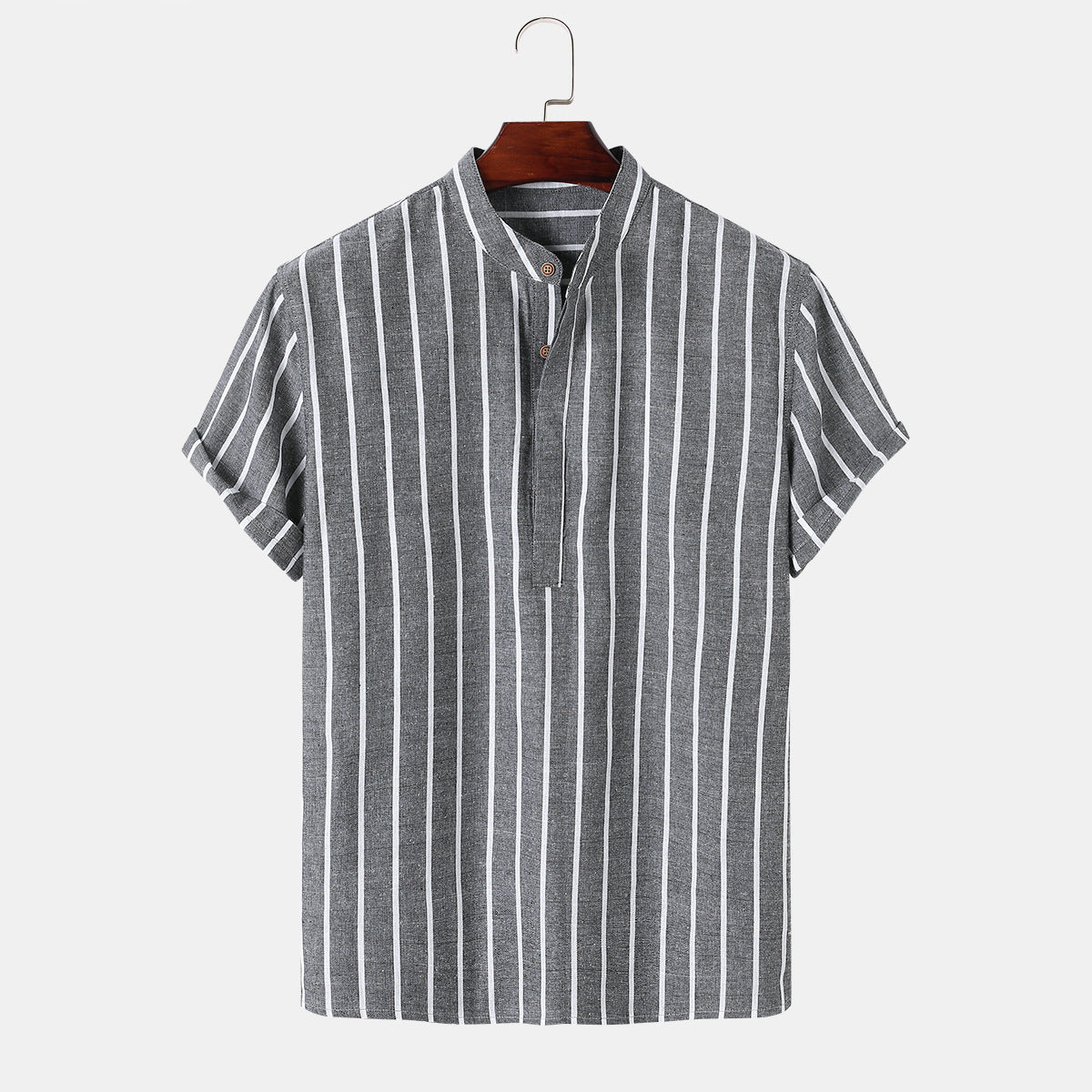 Fashion Striped Casual Men's Shirt Short Sleeve - cas7m