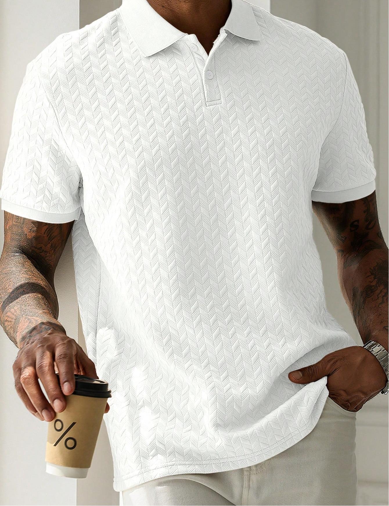 Men's Solid Color Polo Collar Short-sleeved Shirt - cas7m