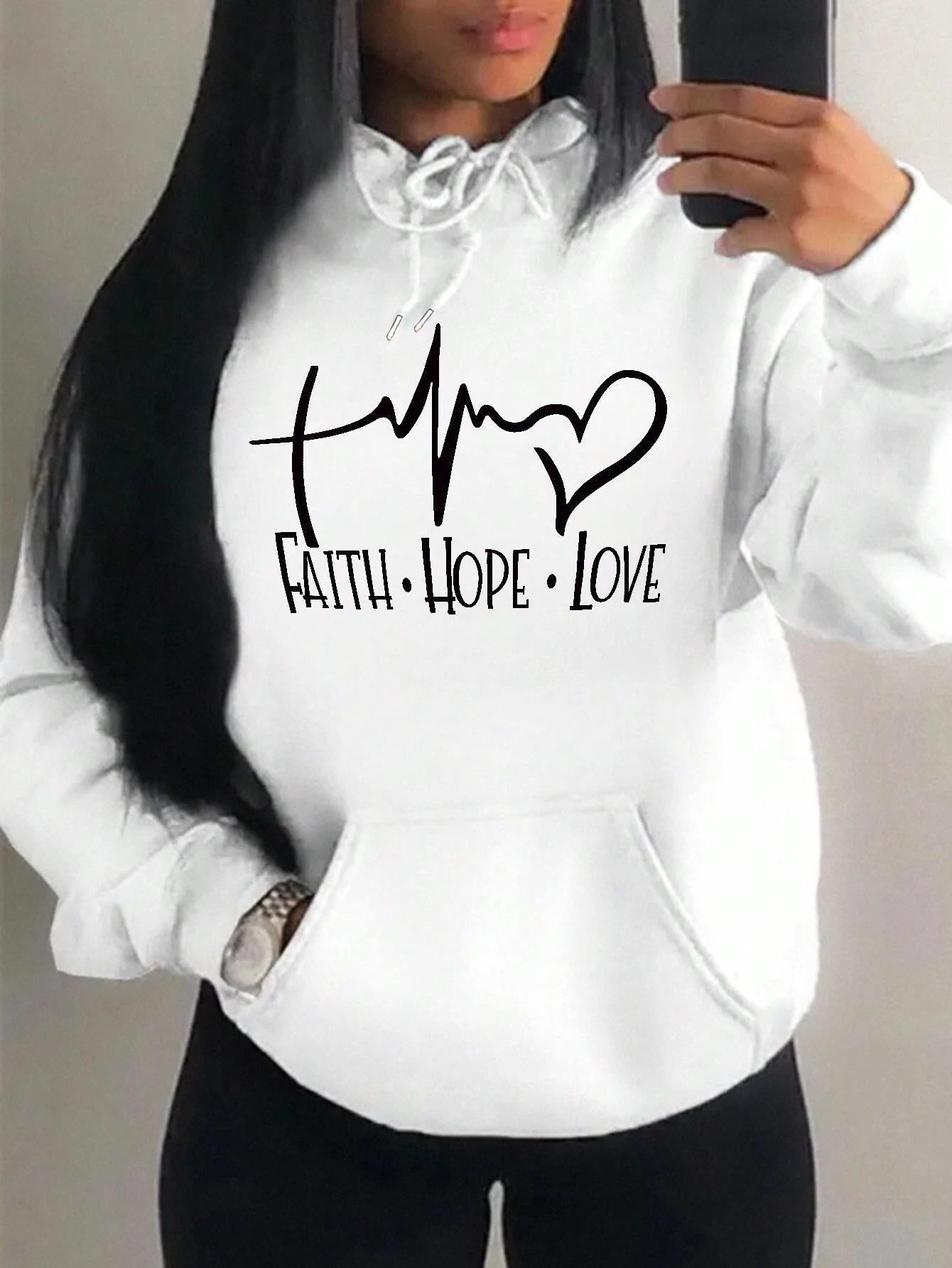 Faith Hope Love Letter Graphic Women Hoodie - cas7m