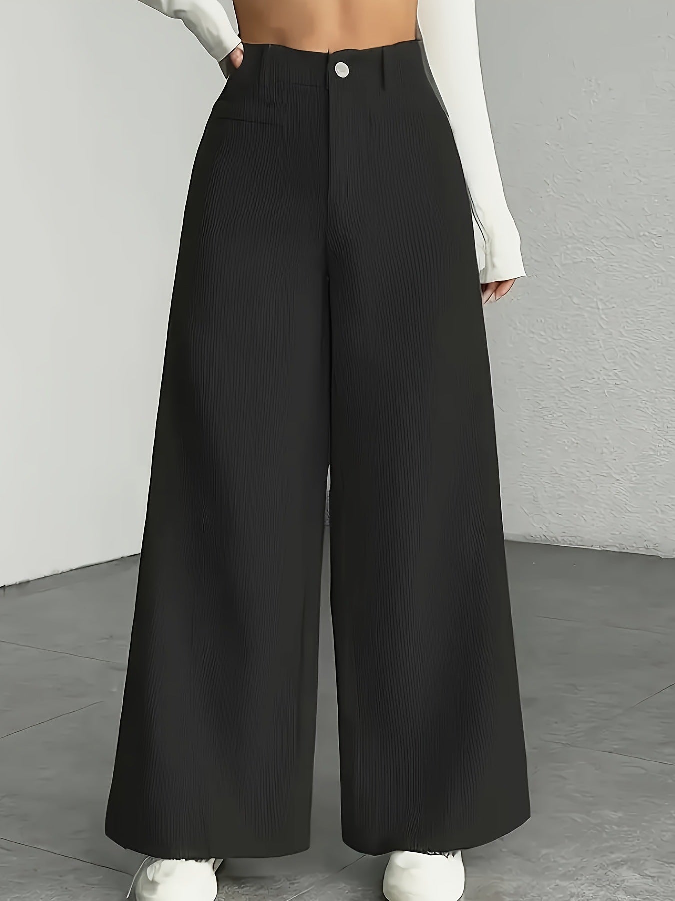 High Waist Wide Leg Pants With Vertical Stripes Straight Mopping Pants Commuter's All-matching - cas7m