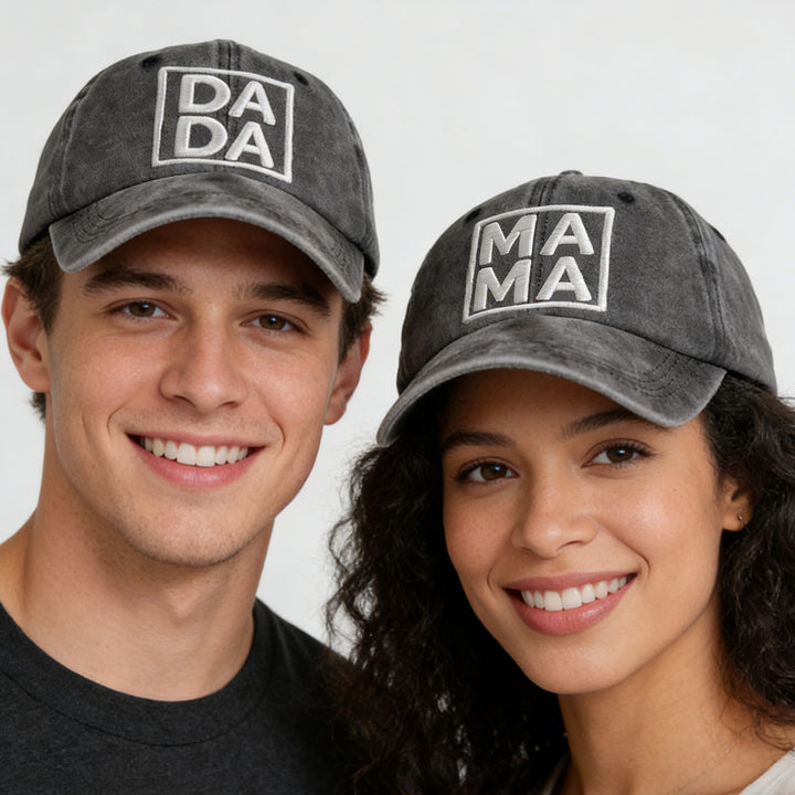 Set Of 2 Pcs Dada Mama Couples Hats,New Parents Wedding Gifts Baseball Caps Dad And Mom Hats - cas7m