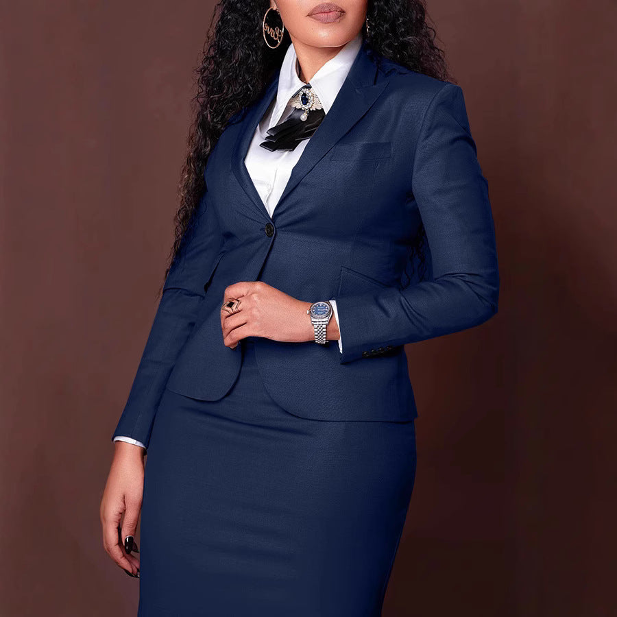European And American Fashion Business Composite Long Sleeve Suit Hip Skirt Suit - cas7m