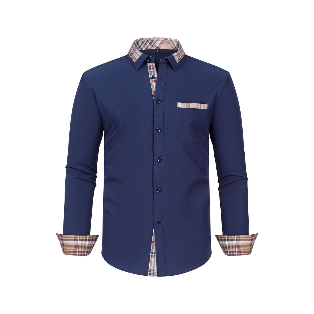 Large Size Patchwork Flower Collar Long Sleeved Men - cas7m