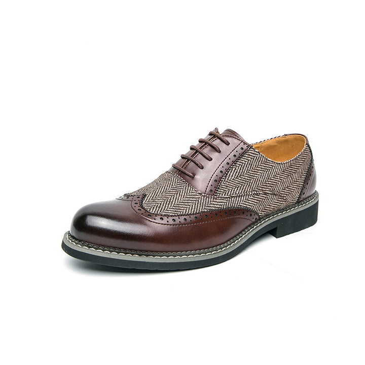 Fashion Brogue Men's Korean-style Casual Formal Wear Leather Shoes - cas7m