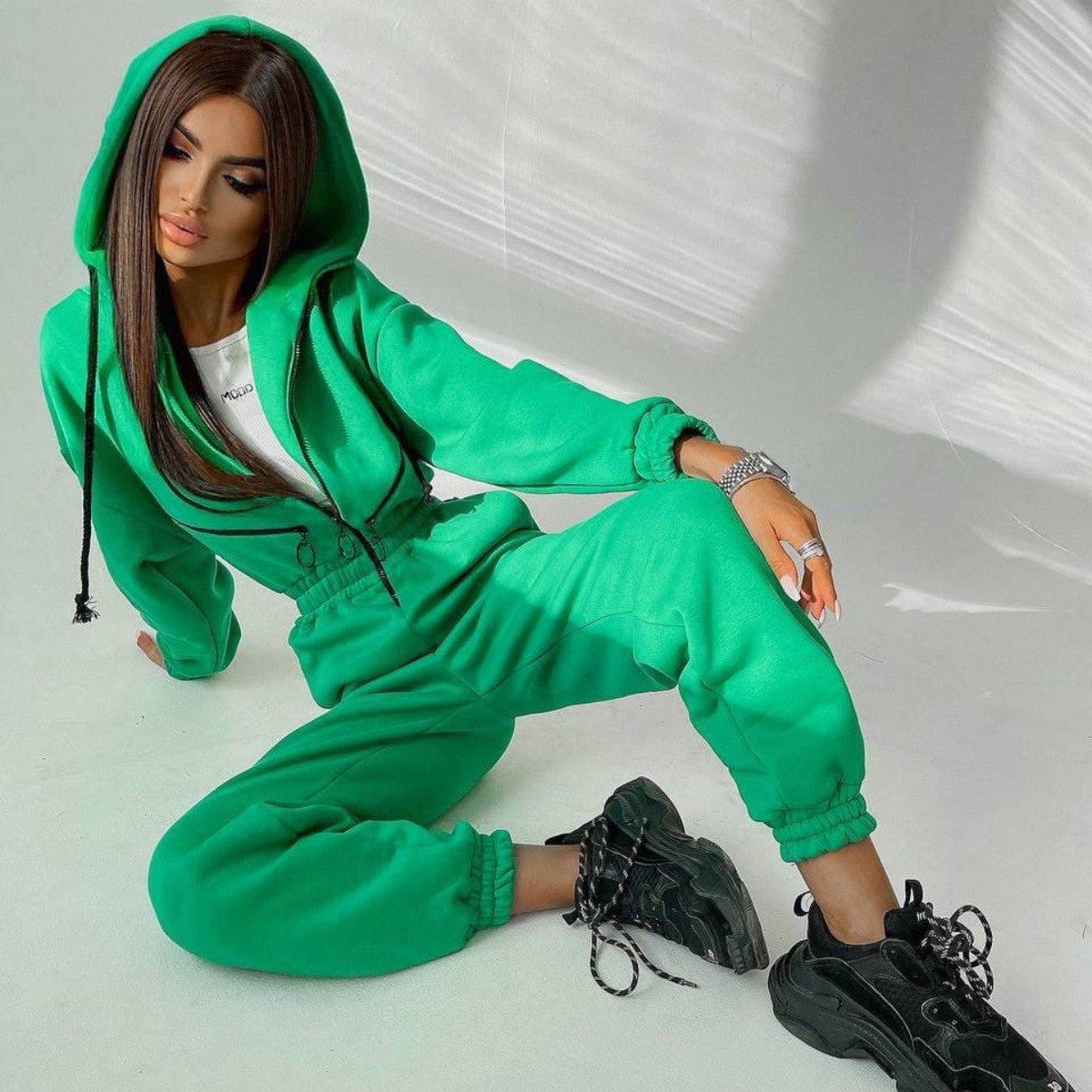 Cross-border Hot Sale Amazon Ebay Hot Sale Popular Sports Casual Women's Hooded Jumpsuit One-piece Suit - cas7m