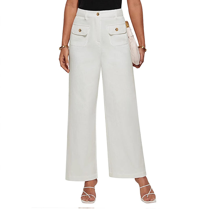 Women's High Waist Wide Leg Pants Stretch Casual Pants - cas7m