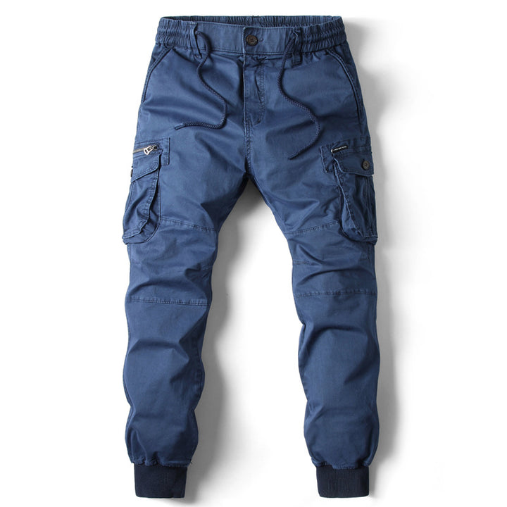 Solid Color Skinny Pants Multi-pocket Men's Working Pants - cas7m