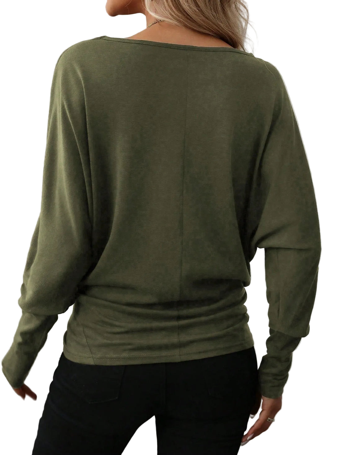 Women Solid Color Long Sleeve Minimalist Casual Top - cas7m