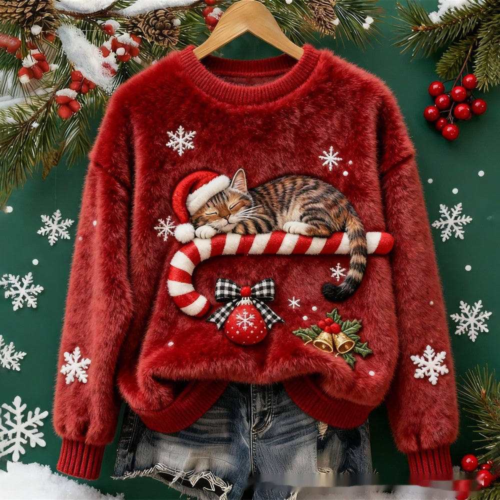 3D Digital Printed Flannel Sweatshirt Women - cas7m