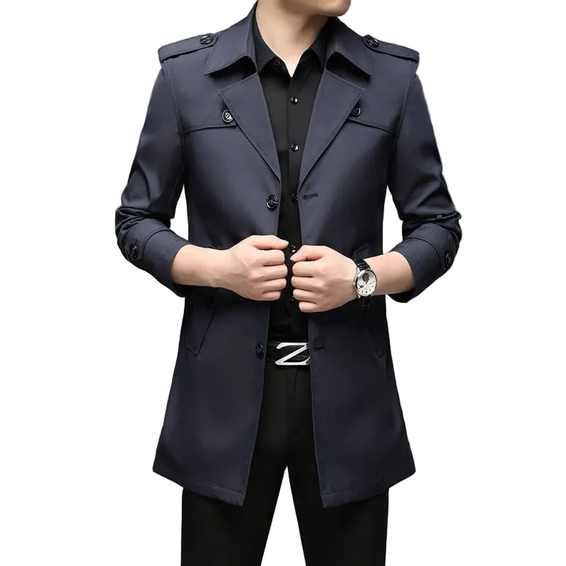Windbreaker Mid-length Casual Jacket Slim Business Men's Suit Jacket - cas7m