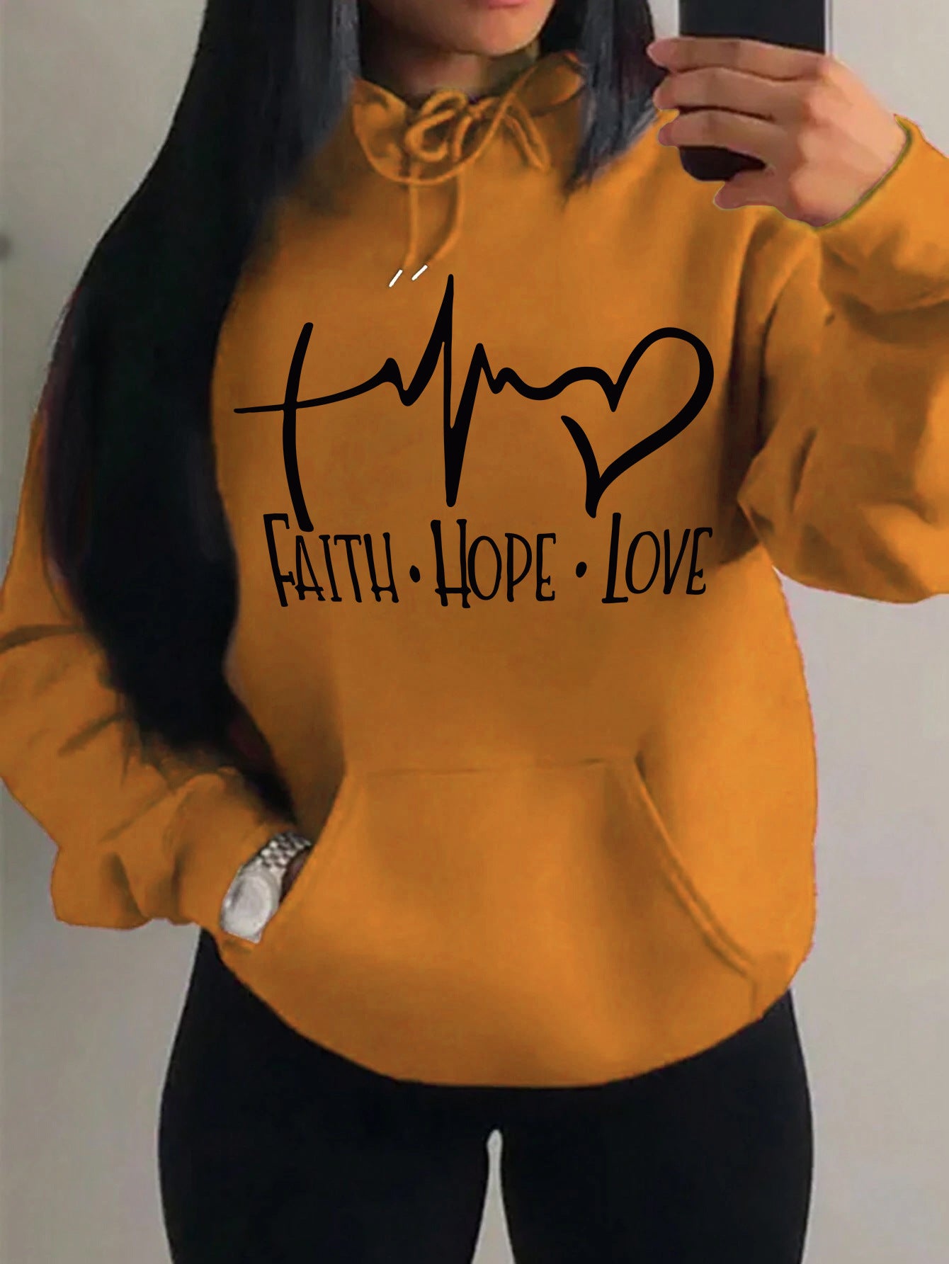 Faith Hope Love Letter Graphic Women Hoodie - cas7m
