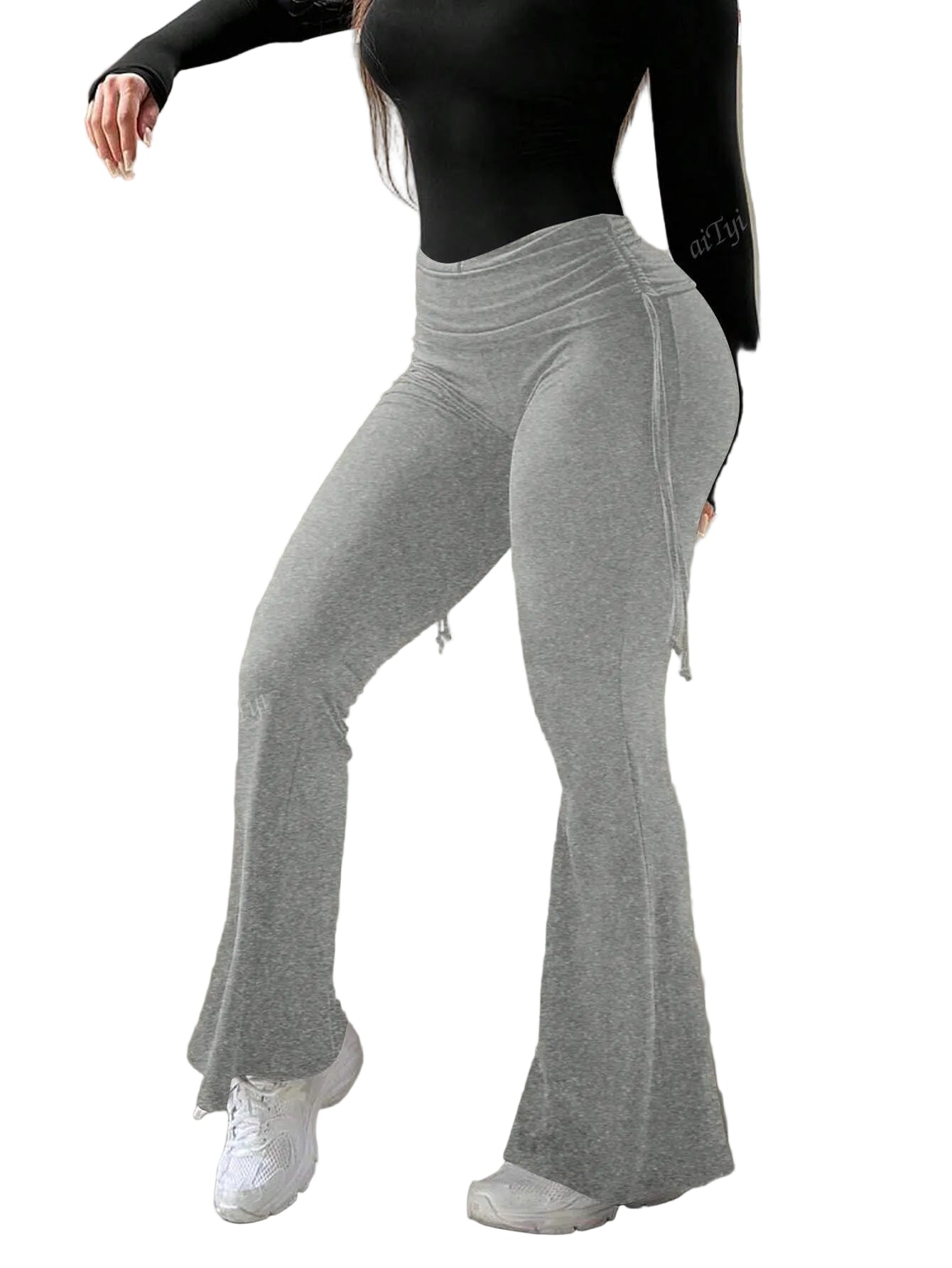 Women's Casual Sports Style Flared Pants, Slimming And Versatile - cas7m