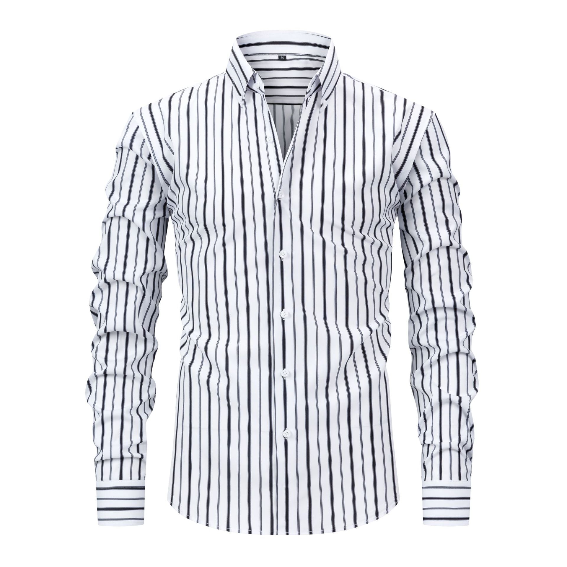 Men's Digital Printed Striped Long-sleeved Lapel Shirt - cas7m