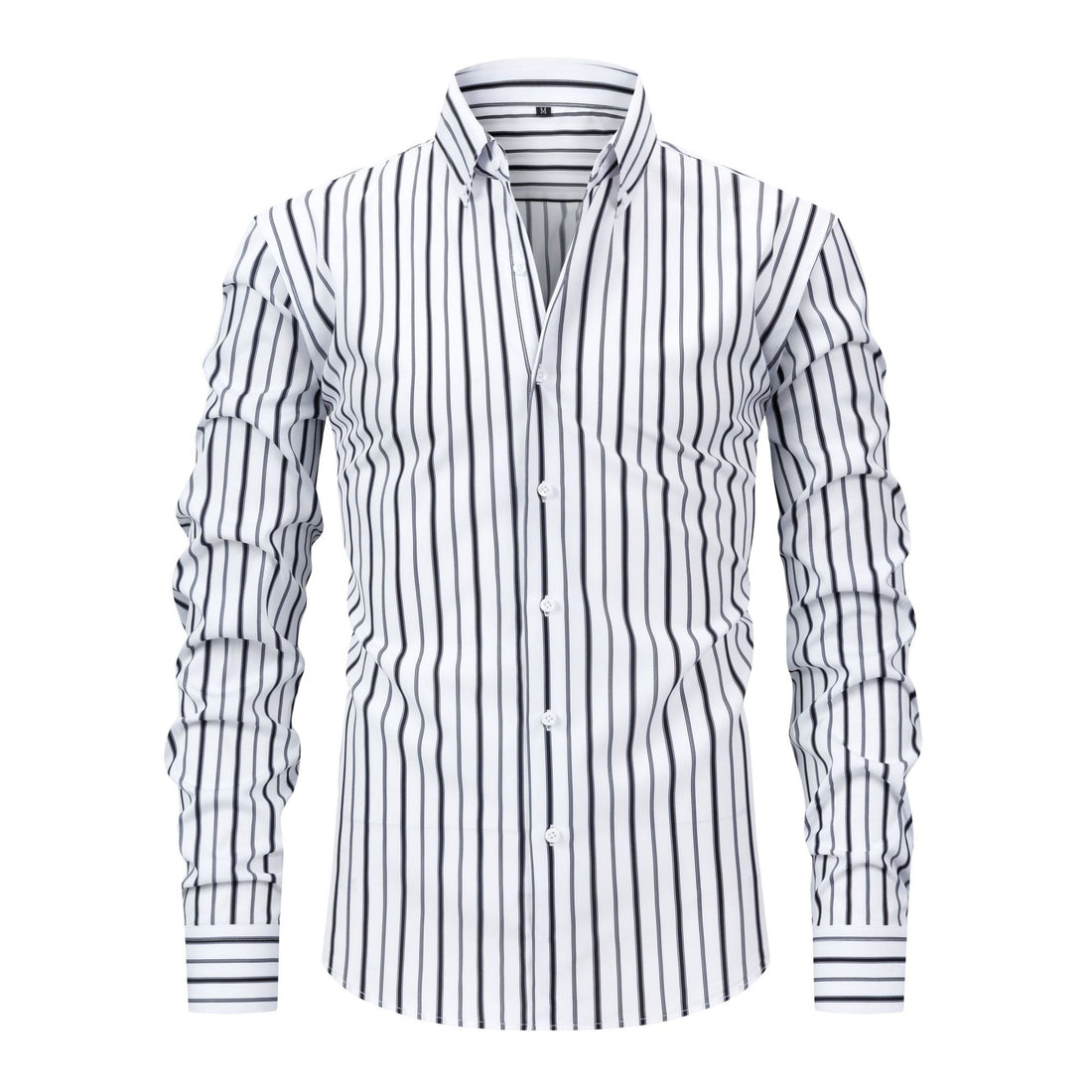 Men's Digital Printed Striped Long-sleeved Lapel Shirt - cas7m