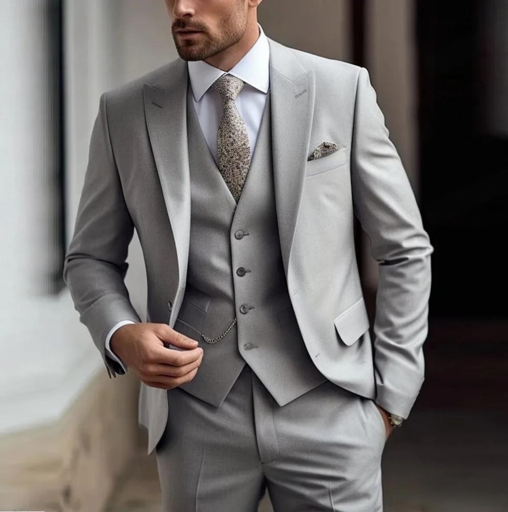 Men's Three-piece Suit Solid Color High Sense - cas7m
