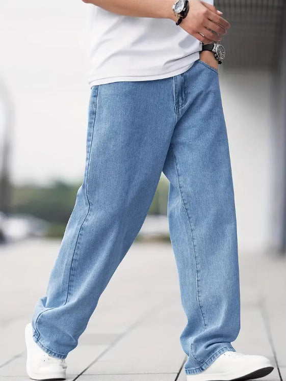 Men's Denim Loose Straight Casual Trousers - cas7m