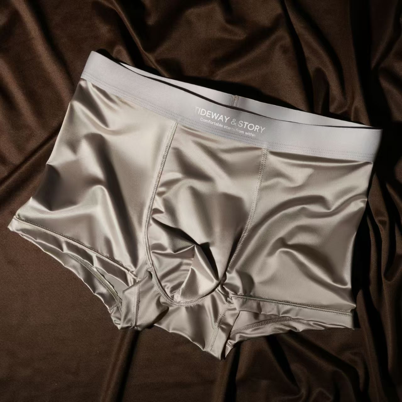 Ice Silk Mens Underwear Light Luxury Satin Boxers - cas7m