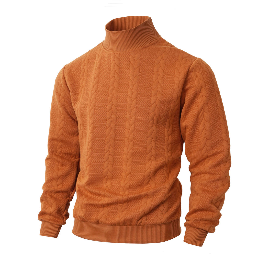 Knitted Solid Color Men's Fashion Jacquard High Collar Warm Sweater - cas7m