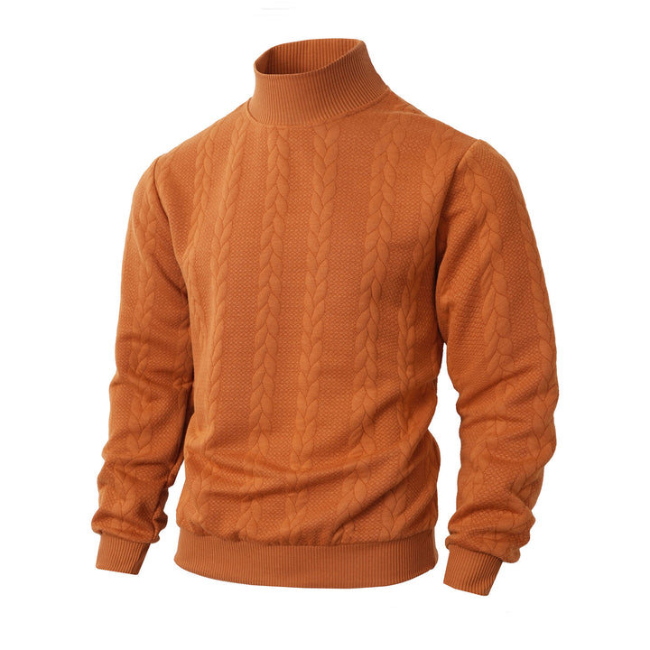 Knitted Solid Color Men's Fashion Jacquard High Collar Warm Sweater - cas7m