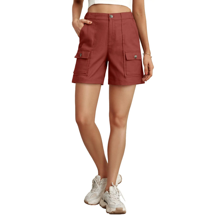 Lepunuo Women's Stretch Hiking Shorts with Pockets - Tomato Red