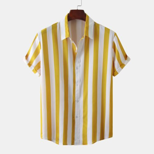 Men's 3D Printed Short Sleeve Turn Loose Shirt - cas7m