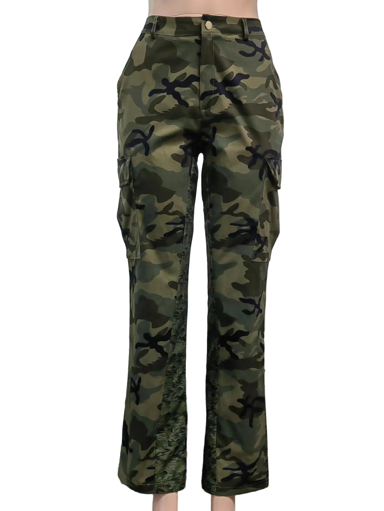 High Straight Waist Multicolor Camouflage Overalls - cas7m